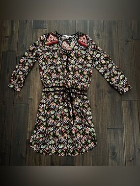 Veronica Beard Silk Ikat Print Long Sleeve Mini Dress Size 2
